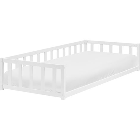 Cama de suelo infantil de madera de pino con somier de láminas blanco 90 x 200 cm Auribeau