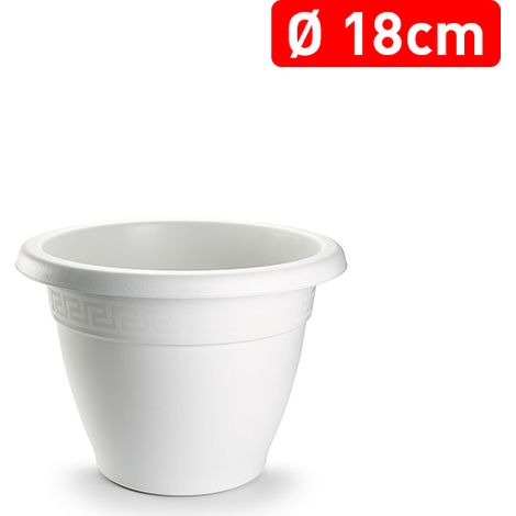 PLASTICFORTE maceta redonda 18x18x13 cm blanca 1132301 , Maceta redonda 18 x 18 x 13 cm. 113301Fabricada en plástico de alta calidadIncluye cenefa decorativaColor blanc