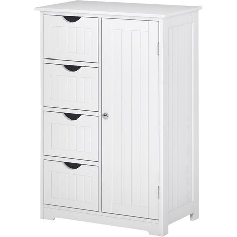 Armoire, 4 tiroirs, réglable, blanc, 56 × 30 × 83 cm, bois, 15,1 kg (1/5)