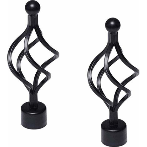 2 pièces embouts de tringle à rideaux en métal - Noirs - Extrémités décoratives vintage - Pour tringle à rideaux de 28 mm de diamètre - Pour décoration de fenêtre de maison (cage torsadée) (1/4)