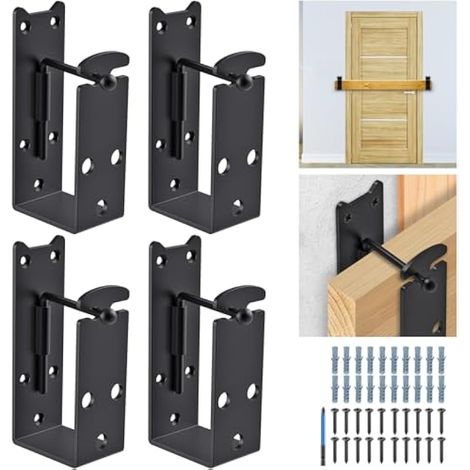 Dolibest 4pcs Loquet de Porte Portail en Bois Verrou de Porte Ferrures pour Bois 106.6 x 53.5mm Loquet Sécurité Résistant aux Intempéries Intérieur&Extérieur Jardin/Garage/Grange/Abri Jardin Sécurisé