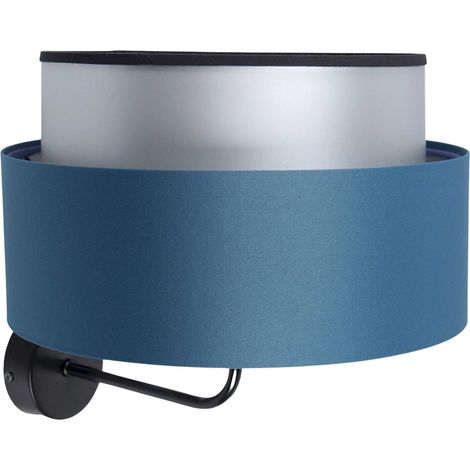 Applique murale élégante bleu nuit effet lumineux argent satiné - Bleu marine satiné intérieur argenté (1/5)