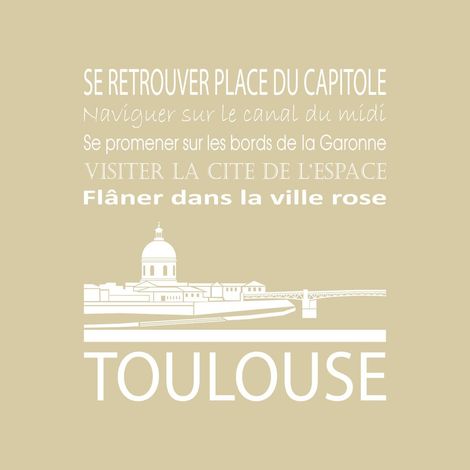 Tableau sur toile Toulouse beige 30x30 cm - Impression sur Toile Murale Décorative - Image imprimée en HD sur Toile - Toile sur Châssis en Bois FSC - Fabriqué en France