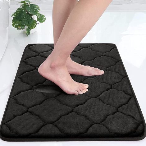 Rutschfeste Badematte, weiche Badematte aus Memory-Schaum, saugfähige Badematte, maschinenwaschbar – 40 x 60 cm, Schwarz (1/4)