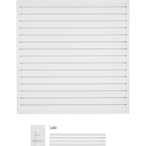 Mophorn Panel de pared de listones de PVC de 1,2 x 1,2 m, blanco, con diseño modular. Panel de listones ajustable y fácil de instalar, con estructura de acoplamiento y corte para bricolaje.