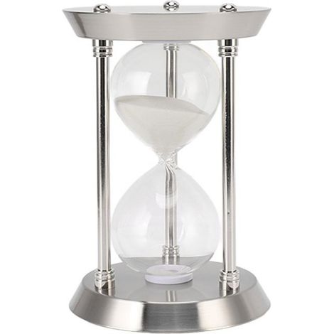 Sablier en métal décoratif vintage avec sable brillant remplaçable Argenté M 30 min (1/5)