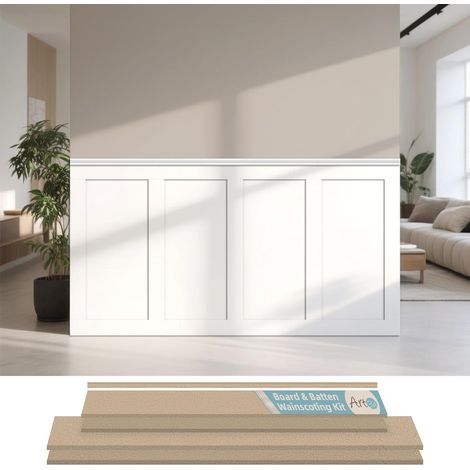 Kit de Panneaux Muraux MDF pour cuisine,chambre à coucher,salon,décoration d'intérieur,lattes de moulage avec bande de bord,Peignable (1/5)