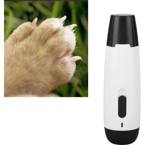 Coupe-ongles électrique, lime à ongles, lime à ongles rechargeable pour animaux de compagnie, adaptée aux chiens et chats de petite, moyenne et grande taille, blanche. (1/5)