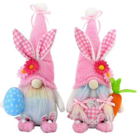 Décorations de Pâques pour la maison : gnomes en peluche, lapins de Pâques, cadeaux de Pâques en liquidation pour filles (2 pièces, 33 cm) (1/5)