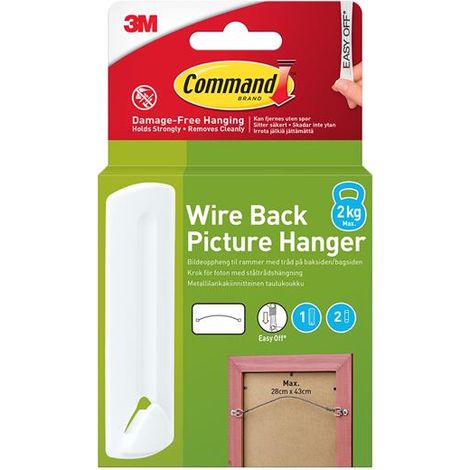 Command 7100337033 Wire Back Picture Hanger (1 Hook + 2 Strips) COM170411