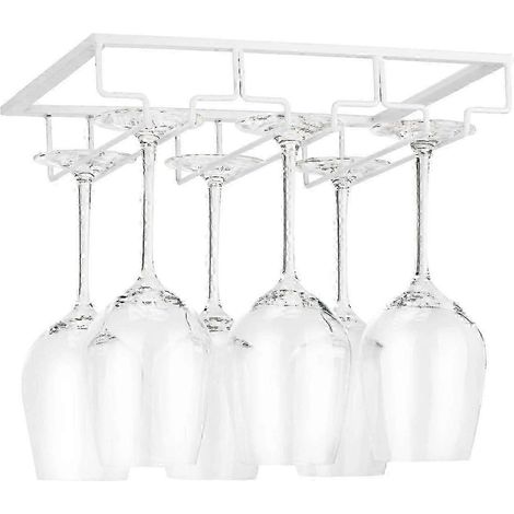 Weinglasregal – Unterbau-Weinglashalter, Stielglasaufbewahrung, Metall-Organizer für Bar und Küche, Schwarz Braun 5 Reihen, 1 Packung (1/4)