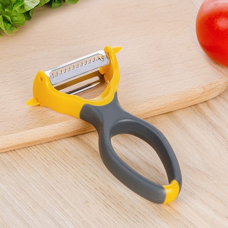 Éplucheur multifonctionnel en acier inoxydable râpe à fruits et légumes cuisine grattoir à fruits créatif 127.32.8cm jaune