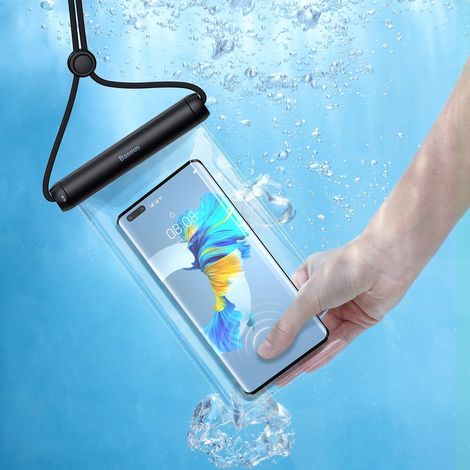 Funda impermeable, funda hermética para teléfono, tapa deslizante, negra (1/5)
