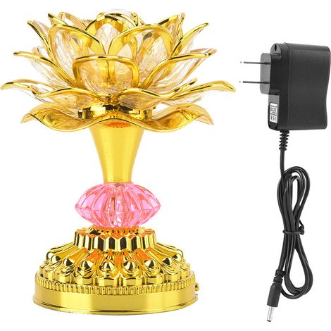 Lampe Lotus Bouddhiste LED Multicolore avec 13 Chants et Prise US (Dorée) (1/5)