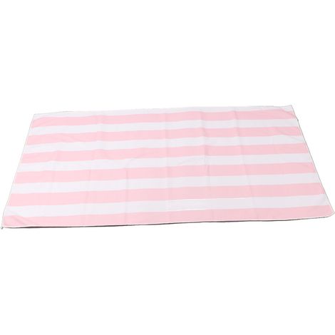 Serviette de plage microfibre rayée séchage rapide douce super absorbante sable 150x75cm rose (1/5)