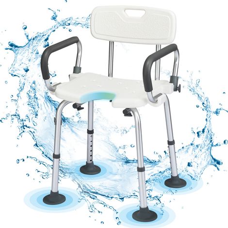 COSTWAY U-Shaped Shower Chair Elderly Disabled Adjustable Non-Slip Medical Bath Chair (1/5)