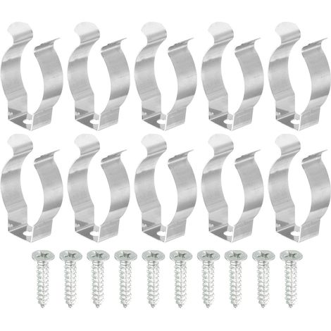 T8 Clips Support Cintre Fluorescent Tube Lumière Fixture Support Pinces avec Vis pour LED Ampoules Plafond Lampe, Inox Acier Paquet de 10 (1/5)