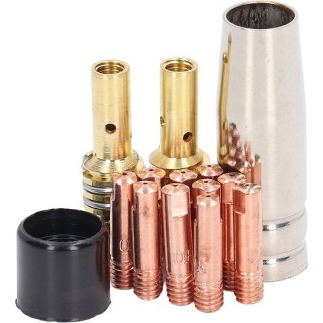 Accessoire de pistolet de soudage MIG, torche en cuivre, pointe de Contact conductrice, buse à gaz, Kit de couvercle de bielle, 14 pièces (1/5)