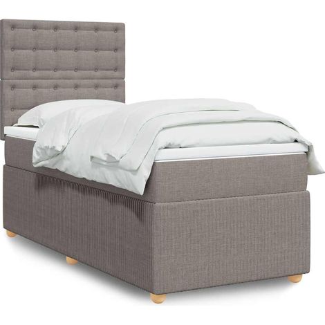 Boxspringbett mit Matratze Taupe 90x200 cm Stoff