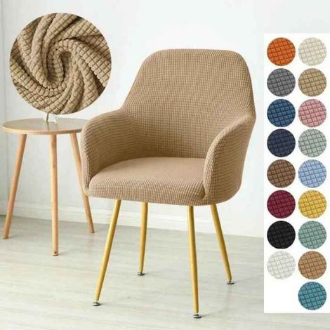 Housse de chaise à bras haut en polaire extensible, pour fauteuil de salle à manger et siège de cuisine, couleur kaki, 1 pièce