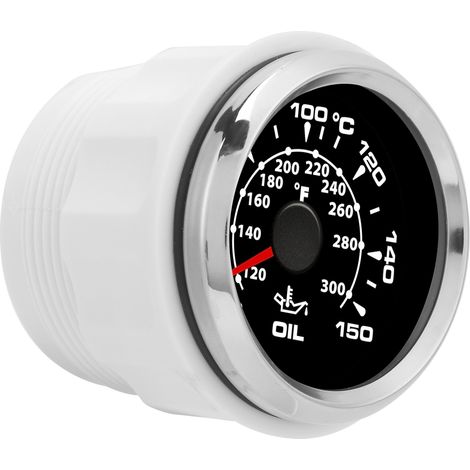 Digitale Öltemperaturanzeige (2 Zoll), 361–19 Ohm Sensor, 50–150 °C, 8-farbiges Display mit Hintergrundbeleuchtung, schwarzes Zifferblatt und silberne Lünette (1/5)