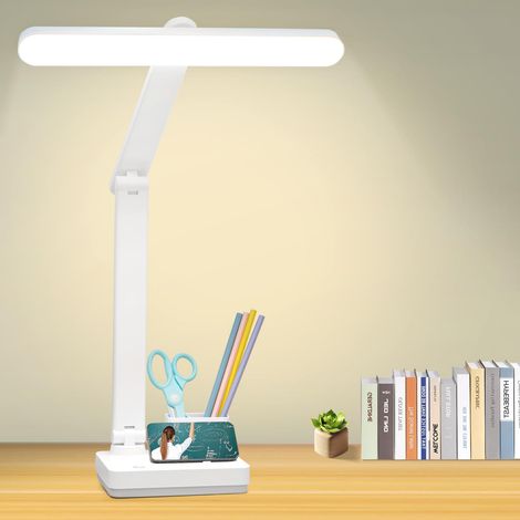 Lampe de Bureau Table Sans Fil Rechargeable Grande Batterie 4000MAH/Haute Lampe de Lecture 60CM/ Puissante 60 LED 8W/ Touch Intensité variable/Multifonctions,lampe de chevet a pile Enfant Chambre (1/5)