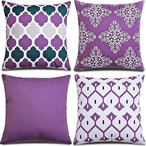 Housses de coussin 45 x 45 cm (lot de 4), housses de coussin décoratives pour canapé et chambre, violet (1/5)