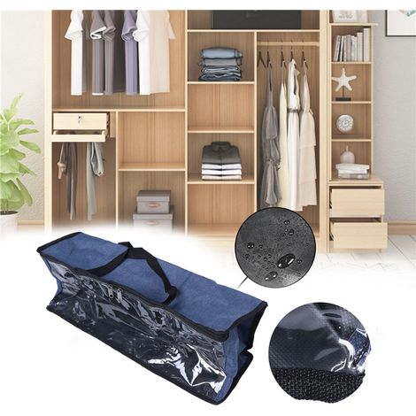 Aufbewahrungstasche aus PVC, Organizer, staubdichte Tragetasche mit Reißverschluss und Tragegriffen, für Zuhause und Reisen, dunkelblau (1/5)