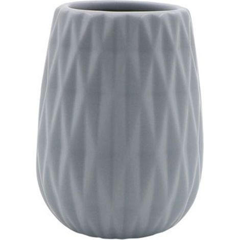 Trade Shop - Cepillo De Dientes Vaso Gris Trabajado Accesorios De Baño 79951 - (1/2)