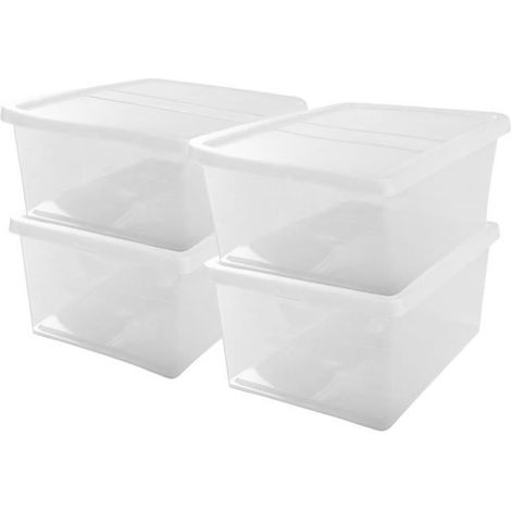 IRIS OHYAMA Set de 4 boîtes de rangement avec couvercle NCB-40 - 4x 40 L - L54 x l39.5 x H24.5 cm - Transparent (1/5)