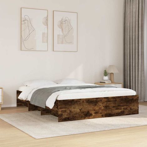 Bettgestell ohne Matratze Räuchereiche 150x200 cm Holzwerkstoff (1/5)