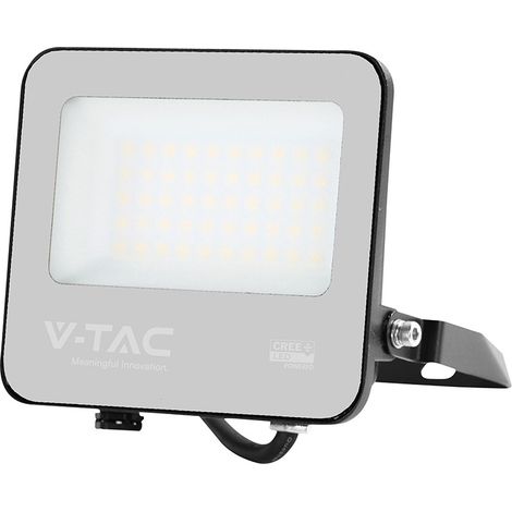 V-TAC PRO FARO LED SMD CHIP CREE 30W 135LM/W NERO CON VETRO GRIGIO IP65 BIANCO FREDDO 6500K (1/5)