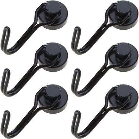 Lot de 6 crochets magnétiques noirs extra-résistants pour ustensiles de cuisine, casiers de chambre (1/4)
