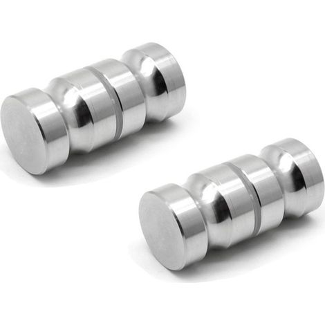 Set aus 2 massiven Einlochgriffen, runden Duschtürgriffen, Aluminiumlegierung, polierte Chromoberfläche (1/5)