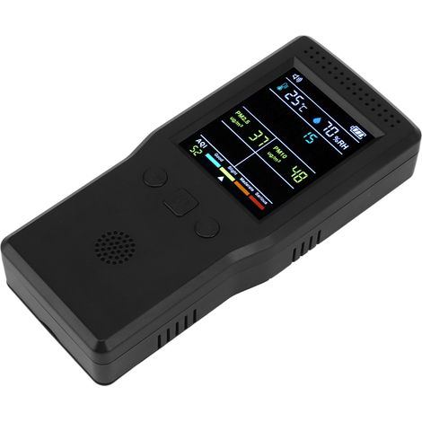 9-in-1-Luftqualitätsmonitor, hochpräzise, multifunktionales Handmessgerät mit HCHO-Tester für Babyzimmer und Krankenhäuser, Schwarz (1/5)