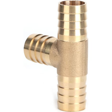 Deux raccords en T en laiton de 3/4 de pouce avec embouts cannelés, adaptés au gaz, au carburant, à l'eau et à l'air. (1/5)