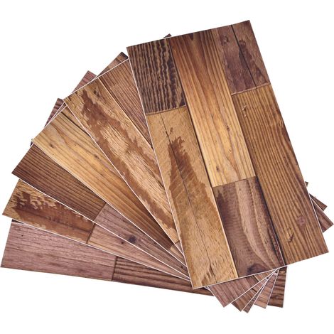 Lot de 18 stickers muraux imitation bois, imperméables, pour la rénovation de meubles (cuisine, salle de bain). Faciles à décoller et à coller. (1/5)