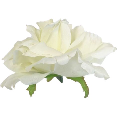 Testa di rosa artificiale color crema decorativa (1/4)