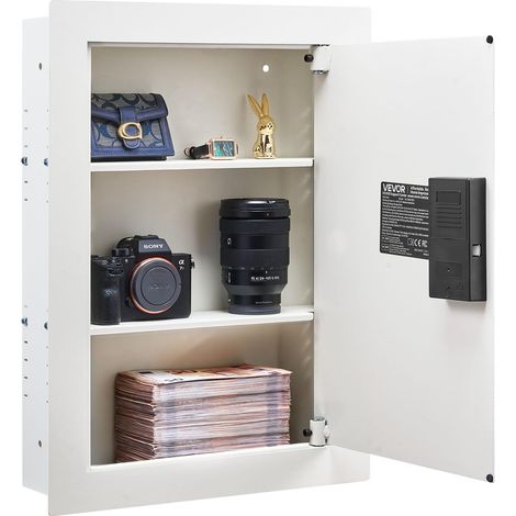 VEVOR Cassaforte a Muro da 102 x 413 x 559 mm con Password e Chiave, Alloggiamento Integrato in Acciaio Laminato a Freddo Q235 con Ripiani Regolabili e Illuminazione a LED, per Denaro, Gioielli