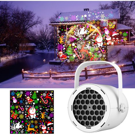 Projecteur de Noël USB en tube - 16 motifs flocons HD, effet blizzard, corps blanc, ambiance fêtes (1/5)