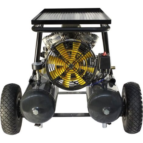 Compresseur sans huile 300L – 10 bar – 1,5 kW – Mobile – 2 cylindres – Débit d’air 300 L/min – Pour chantiers humides – Aerotec (1/2)