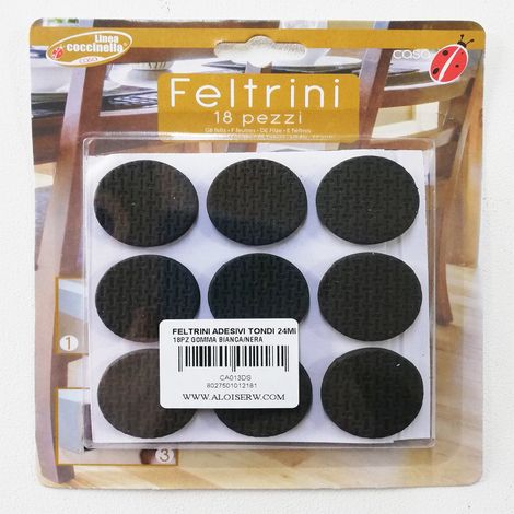 Feltrini adesivi tondi da 24mm in gomma nera (1/2)
