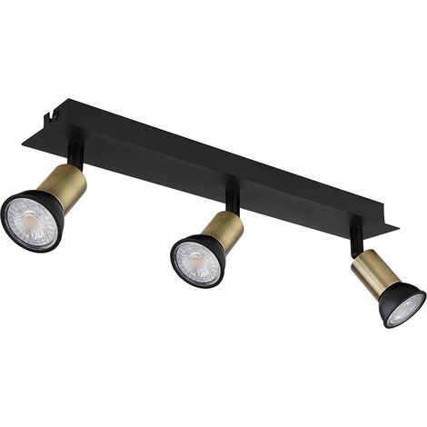 Lampada da soffitto Faretto Faretto nero Spot da soffitto 3 fiamme Lampada da sala da pranzo spot orientabili, metallo, 3x attacco GU10, LxLxH 40x6x9 cm (1/5)