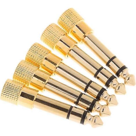 Lot de 5 adaptateurs audio stéréo 6,3 mm 1/4" mâle vers connecteur 3,5 mm 1/8" femelle [MI] (1/5)
