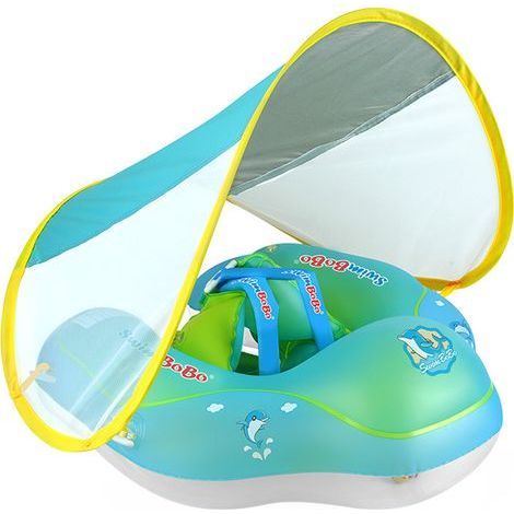 Bouee Bebe, Bouée Bébé Enfant 3-12 Mois Bouee Bebe 1 an 6 Mois Bouee Siege Bebe Piscine Float Rose avec Auvent
