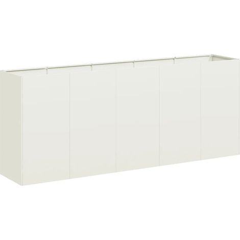 Jardinière blanche moderne pour jardin balcon 200 x 40 x 80 cm stable décorative en acier laminé à froid blanc