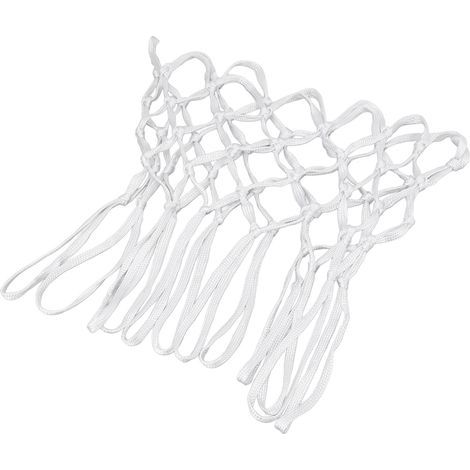 Set aus strapazierfähigen, weißen, universellen und robusten Nylon-Basketballnetzen, die für alle Wetterbedingungen geeignet und sowohl für den Innen- als auch für den Außenbereich geeignet sind. (1/5)