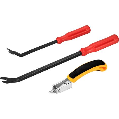 Grapadora para tapicería, extractor de clavos, herramienta para extraer tachuelas, removedor de grapas para tapicería y construcción con extractor de clavos, 3 piezas (1/4)