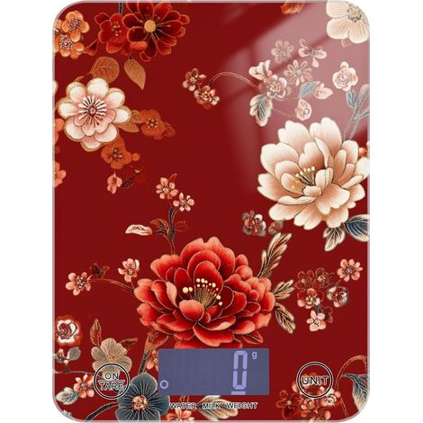 Balance de cuisine numérique de style chinois à motif floral rouge (1/5)