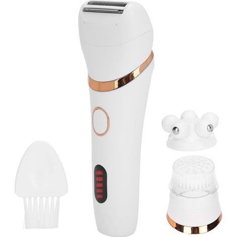 Épilateur électrique 3 en 1 pour femmes, rechargeable par USB, avec rasoir, brosse de massage et masseur pour le visage (1/5)
